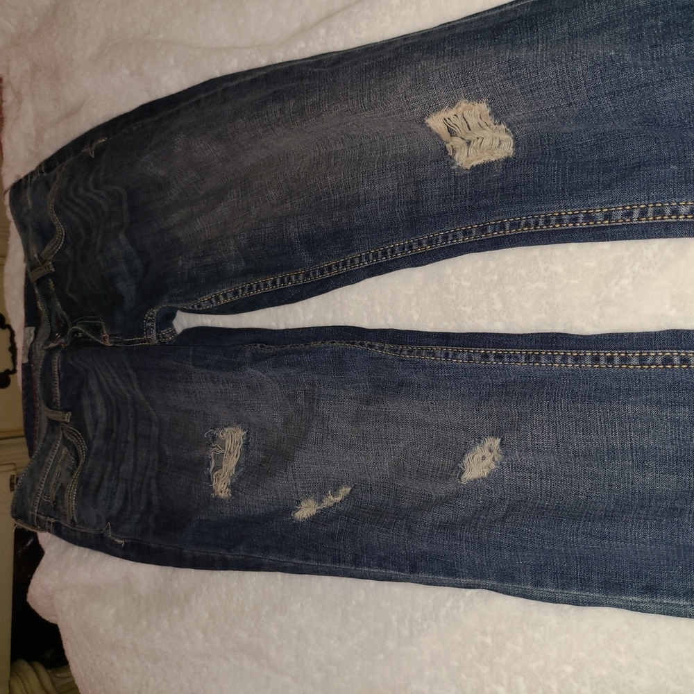 Aeropostale  S 13 / 14 Dark Blue Distressed 💙 Denim Bayla Skinny 👖 - Picture 2 of 13
